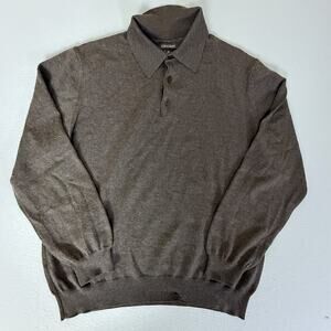 Nordstrom Men’s XL Merino Wool Knit Polo Sweater Made in Italy Brown